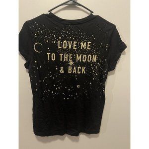 Victoria's Secret Sleep Tee Love Me to The Moon and Back Black Gold Small NWT